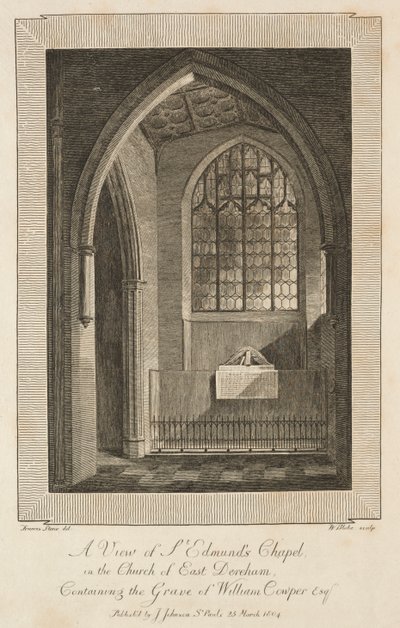 Vista da Capela de St. Edmund na Igreja de East Dereham, contendo o túmulo de William Cowper Esquire de William Blake