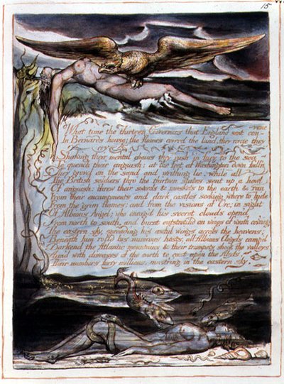 "What Time the Thirteen Governors", placa 13 de "America, a Prophecy". de William Blake