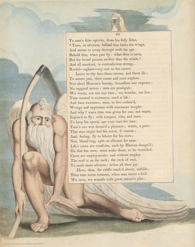 Pensamentos noturnos de Young, página 24, Tempo, em avanço, atrás dele esconde suas asas de William Blake