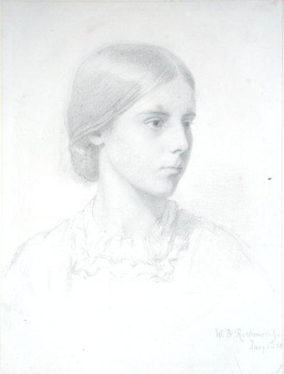 Retrato de uma jovem mulher (lápis sobre papel) de William Blake Richmond