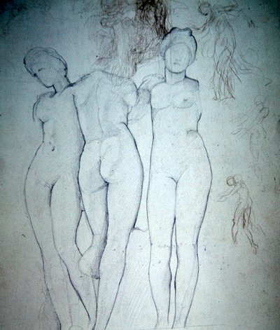 Três Nus (lápis sobre papel) de William Blake Richmond