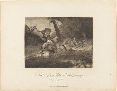 Esboço de um naufrágio de William Blake after George Romney