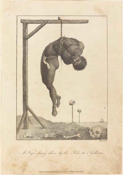 Um negro pendurado vivo pelas costelas para uma forca de William Blake after John Gabriel Stedman