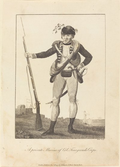 Um fuzileiro naval privado do Corpo do Coronel Fourgeoud de William Blake after John Gabriel Stedman