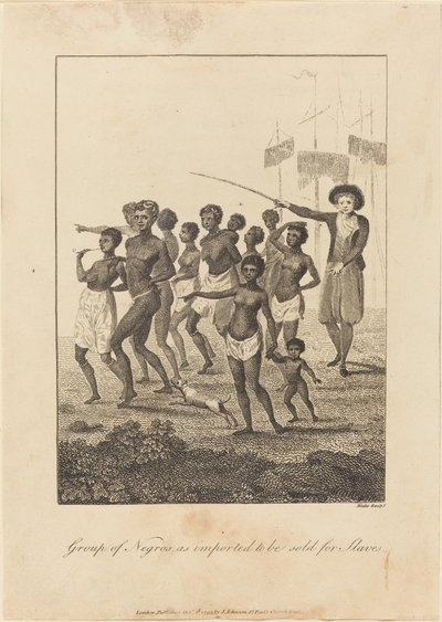 Grupo de Negros, como importados para serem vendidos para Escravos de William Blake after John Gabriel Stedman