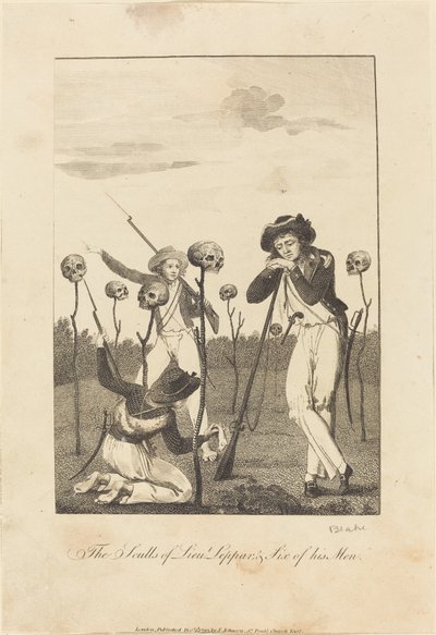 Os Sculls do tenente Leppar e seis de seus homens de William Blake after John Gabriel Stedman