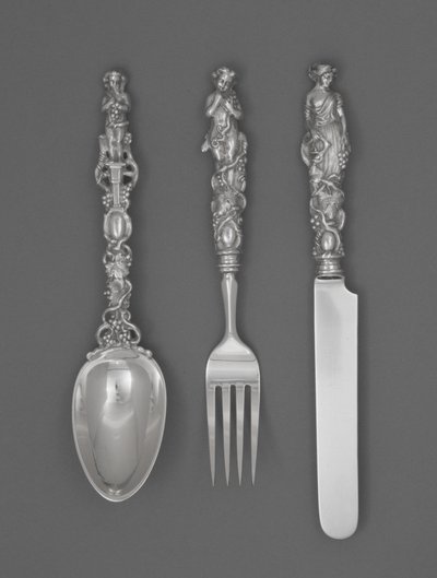 Conjunto de Facas, Garfos e Colheres, c. 1865-1874 (prata) de William Bogert
