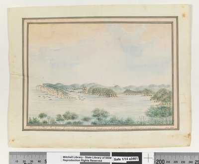 Em frente, p. 123. Vista em Port Jackson do South Head que leva a Sydney; Vela de abastecimento em.