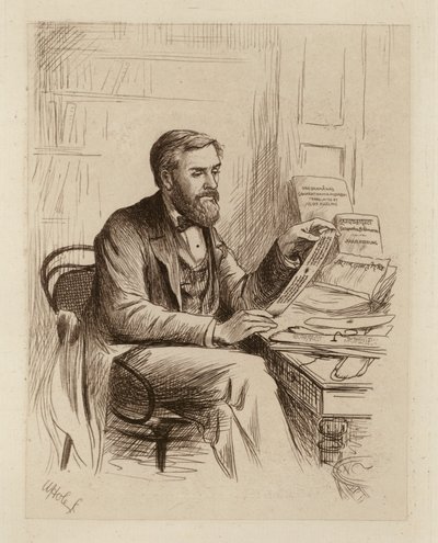 Julius Eggeling, Professor de Sânscrito e Filologia Comparada (gravura) de William Brassey (after) Hole