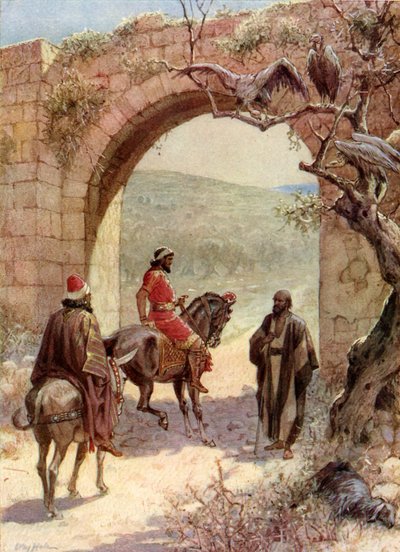 Acabe e Elias se encontram - Bíblia de William Brassey Hole