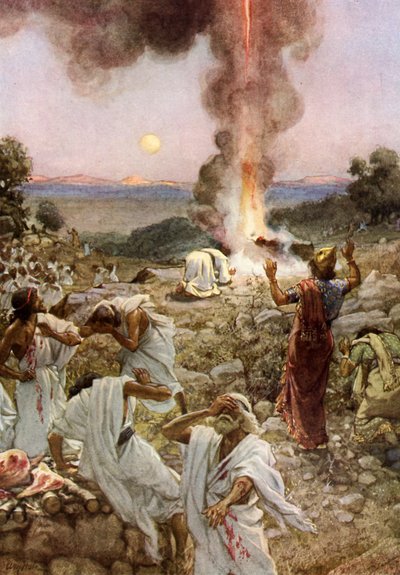 O sacrifício de Elias no Monte Carmelo - Bíblia de William Brassey Hole
