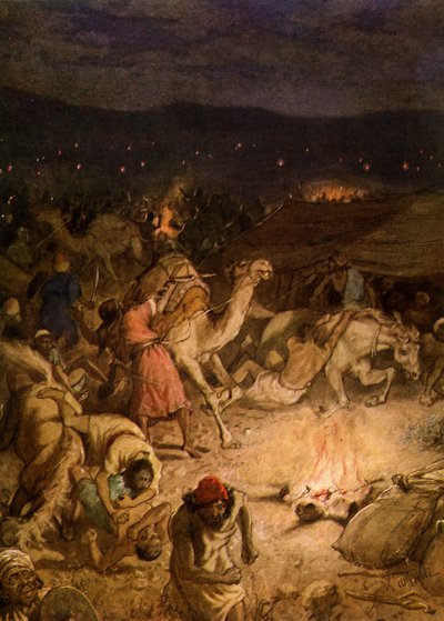 Gideão no acampamento dos midianitas - Bíblia de William Brassey Hole