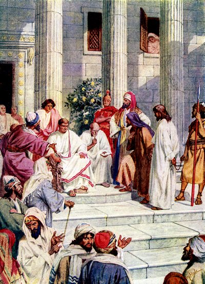 Jesus é levado a Pôncio Pilatos - Bíblia de William Brassey Hole