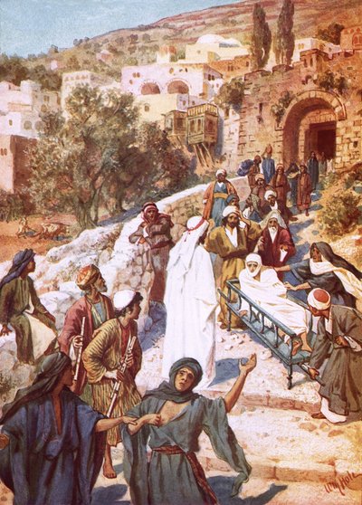 Jesus levantando um jovem dos mortos em uma cidade chamada Nain de William Brassey Hole