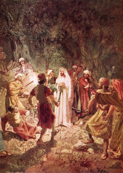Judas traindo Jesus com um beijo no jardim do Getsêmani de William Brassey Hole