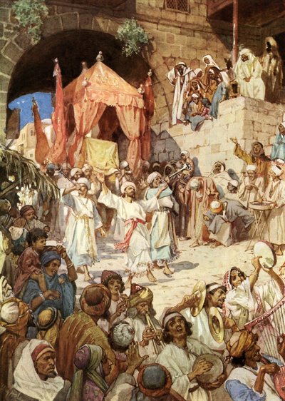 Rei Davi trazendo a arca para Jerusalém - Bíblia de William Brassey Hole