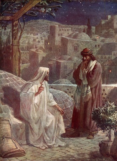 Nicodemos visita Jesus para ouvir seus ensinamentos - Bíblia de William Brassey Hole