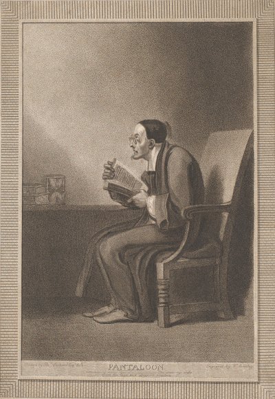 Pantaloon: A Sexta Era muda para o Pantaloon Lean e Slippered Shakespeare, As Y..., 1799. de William Bromley