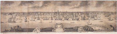 Uma Prospecta Sul da Cidade Ye Florescente de Nova York na Província de Nova York na América, gravada por John Harris, 1717-18 de William Burgis