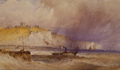 Um navio a remo saindo de Dover Harbor, 1879 de William Callow