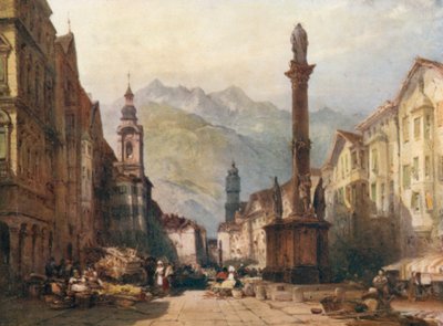 Innsbruck, a partir de uma pintura a óleo (litografia a cores) de William Callow