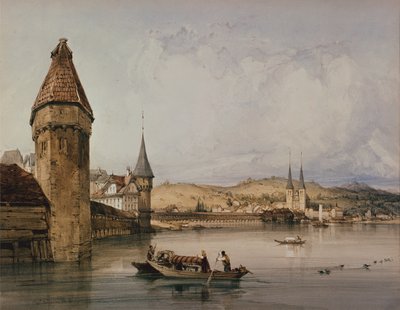 Cidade de Lucerna, no lago de Quatre Cantons de William Callow