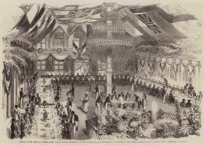 Banquete no Hotel du Gouvernement, Fort de France, Martinica, por ocasião da inauguração de uma estátua à imperatriz Josefina de William Carpenter