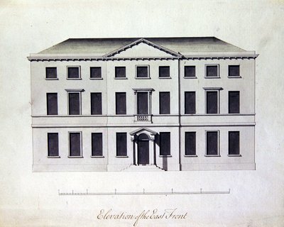 Design para Enville Hall em Staffordshire, c.1770 (caneta e tinta com lavagens cinzentas azuis) de William Chambers