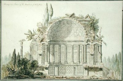 Design para um Mausoléu em Ruínas para o Príncipe de Gales (1738-1820) 1752 (caneta, tinta e aguarela sobre papel) de William Chambers