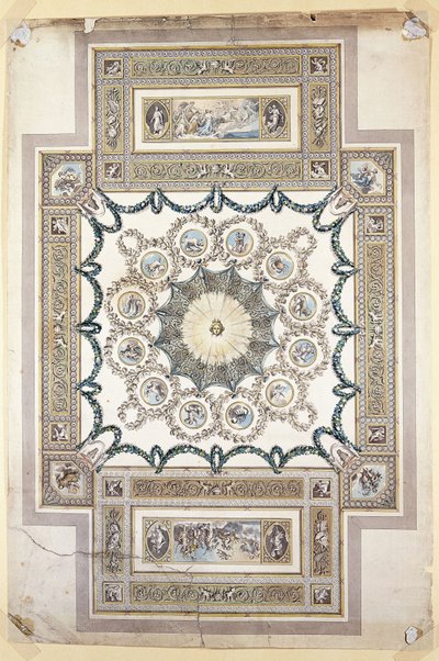 Projeto para o teto da biblioteca na Abadia de Woburn, de William Chambers