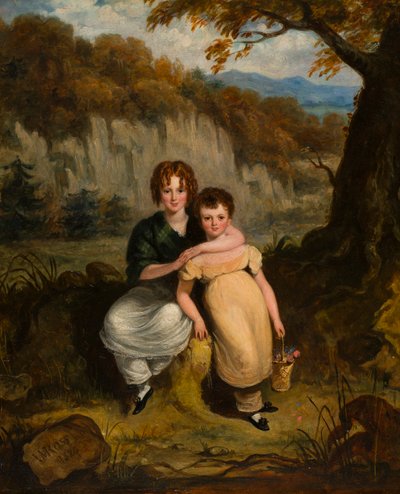 Retrato de Sir Thomas Moncrieffe Bt. e da sua Irmã quando Crianças, c.1826 (óleo a bordo) de William Charles Ross