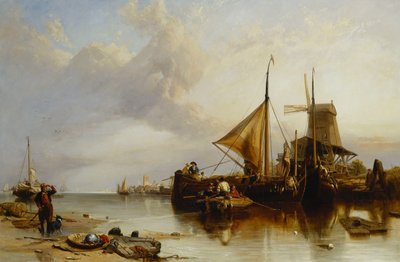 Uma cena perto de Monnikendam no Zuyder Zee de Clarkson Frederick Stanfield