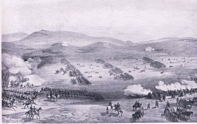 Balaclava, 25 de outubro de 1854: O ataque da Brigada Ligeira, ilustração das Batalhas Britânicas na Terra e no Mar, 1915 de William Crimea Simpson