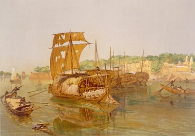 Barcos no Ganges, de &39;India Ancient and Modern&39;, 1867 de William Crimea Simpson