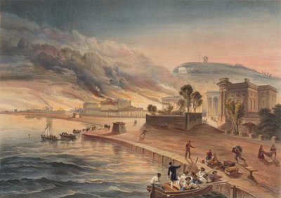  Queima de edifícios governamentais em Kertch. 9 de junho de 1855 de William Crimea Simpson