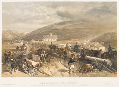  Dificuldades do comissariado A estrada de Balaklava para Sevastopol, em Kadikoi, durante o tempo úmido , 1854 por volta de de William Crimea Simpson