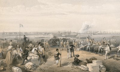 Desembarque da expedição a Kertch e a explosão da bateria de São Paulo de William Crimea Simpson