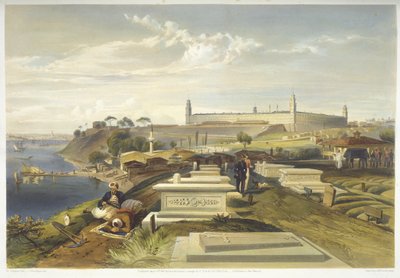 Hospital e cemitério, Scutari, prato de &39;O assento da guerra no Oriente&39;, pub. por Paul e Dominic Colnaghi und Co., 1856 de William Crimea Simpson
