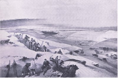 Sebastopol da bateria na extrema direita do ataque francês, ilustração das Batalhas Britânicas na Terra e no Mar, 1915 de William Crimea Simpson
