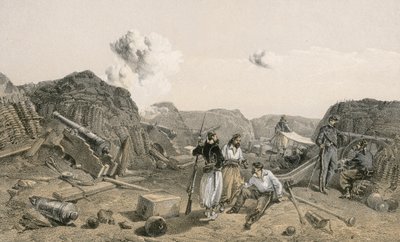 Esboce no interior do Mamelon Vert, olhando para o sul de William Crimea Simpson