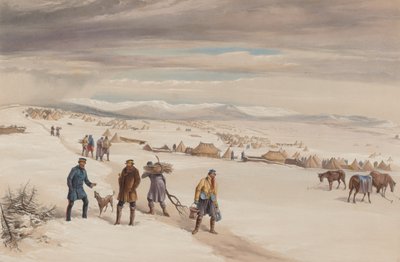 O acampamento da segunda divisão, voltado para o leste. Janeiro de 1855 de William Crimea Simpson