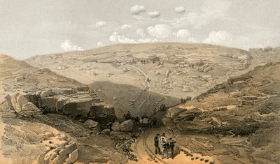 O Vale da Sombra da Morte, cavernas na Woronzoff Road atrás da bateria de 21 pistolas de William Crimea Simpson
