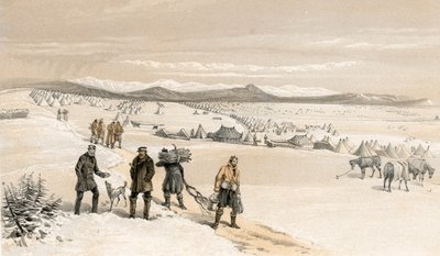 O acampamento da 2ª Divisão, olhando para o leste, janeiro de 1855 de William Crimea Simpson