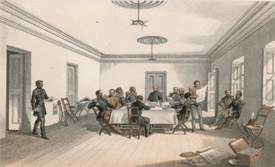 O interior da sede do Lord Raglan, um conselho de guerra de William Crimea Simpson