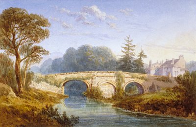 Vista da Ponte Eltham perto do Palácio Eltham, Woolwich, Greenwich, Londres, c1830 de William Crouch