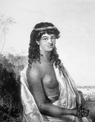 Menina das Ilhas Sandwich do Havaí, c1826 de William Dampier