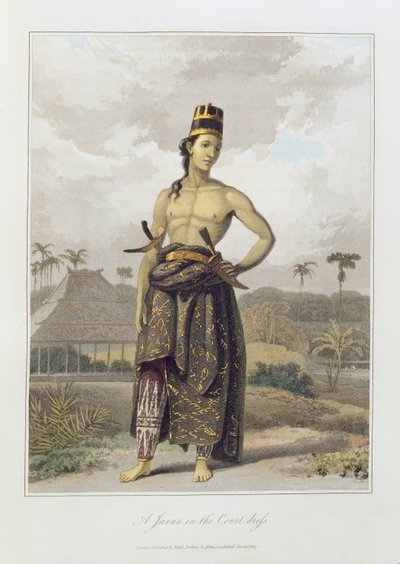 Um Javan na Corte Dress, pl. 6 de Vol I de &39;A História de Java&39; por Thomas Stamford Bingley Raffles (1781-1826) pub. 1817 (aquatinta colorida) de William Daniell