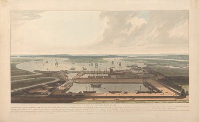 Vista das docas da Companhia das Índias Orientais de William Daniell