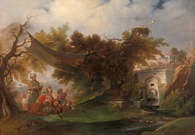 Indian Landscape with Figures near a Stream [1985, Cormack, YCBA Catálogo conciso] de William Daniell