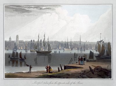Liverpool, tirada da margem do rio", 1815 de William Daniell